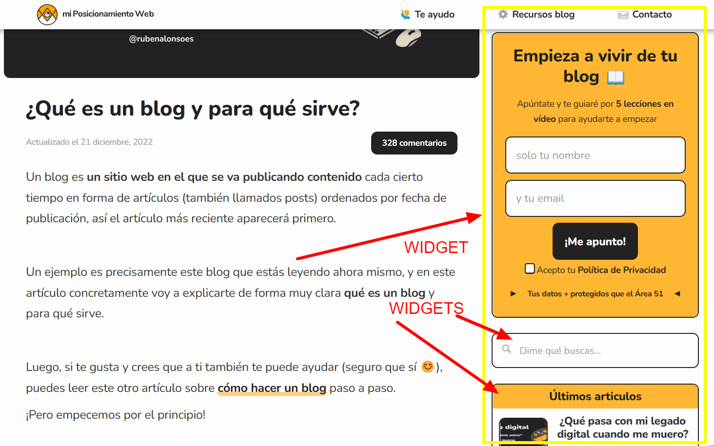 Qué es un widget y para qué sirven los widgets en WordPress